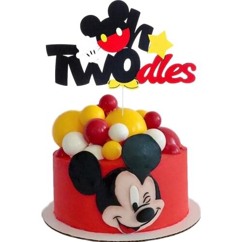 Cake topper baby shower favor Non-woven fabric Disney Mickey Mouse cake Party Holiday Banner Party cake topper banner decoration