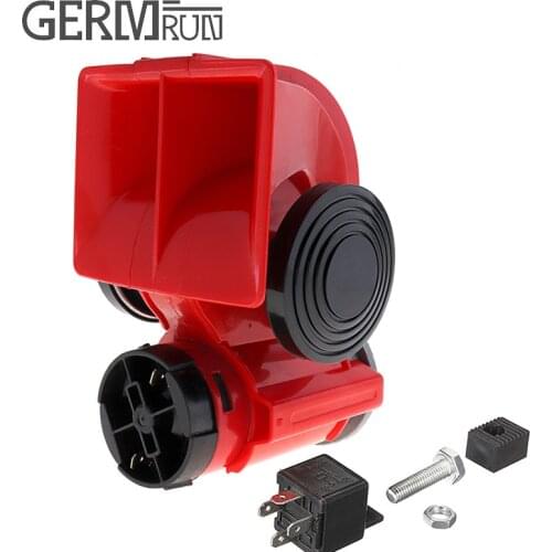 Universal 12V 136db Red Snail Compact Air Horn Air Car Truck Multi-tone & Claxon Horns for Cars Vehicles Motorcycle Boat RV