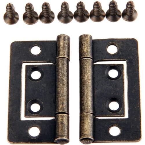 2PCS Vintage Bronze Antique Old Cabinet Door Luggage Iron Hinge,4 Holes Decor,Furniture Decoration Single Side Hinge 38*20mm