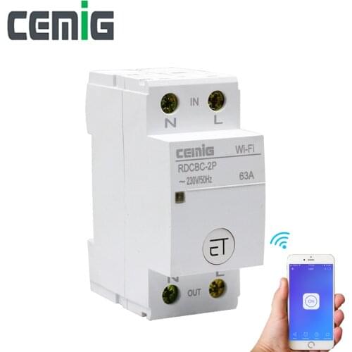 WiFi Intelligent Circuit Breaker Relay Type 2P Din Rail Remote Control By eWeLink APP Smart Home Compatible With Alexa Google