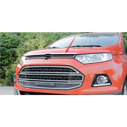For Ford EcoSport 2013 2014 2015 2016 Front Grille Around Hood Trim Stainless steel cover bright strip