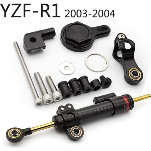 YZF R1 2003-2004 Motorcycle Steering Damper Stabilizer Bracket Support Mounting Kit Set for Yamaha YZF-R1 YZFR1 CNC Dmapers