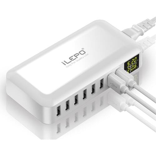 ILEPO 60W QC3.0 8 Ports USB Fast Charger For iPhone Samsung xiaomi Tablet Quick Charger For huawei samsung with LED Display
