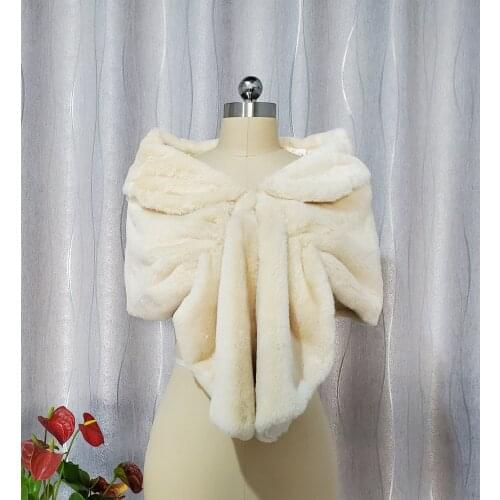 Womens Wedding Shawl Faux Fur Bride Cape Winter Shrug Bolero