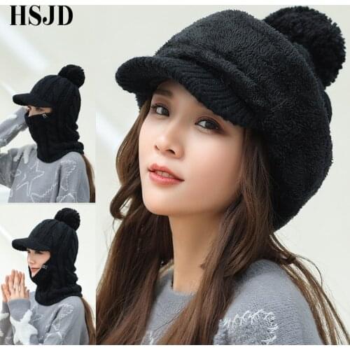 Winter Hat Women Men Warm Skullies Beanies Hat Face Neck Protection Balaclava Female Gorras Bonnet Knitted Hat Ski Casual Cap