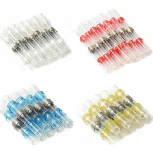 10/100PCS Solder Connectors - Heat Shrink Solder Butt Connectors- Insulated Seal Solder Wire Connectors - Automotive Marine