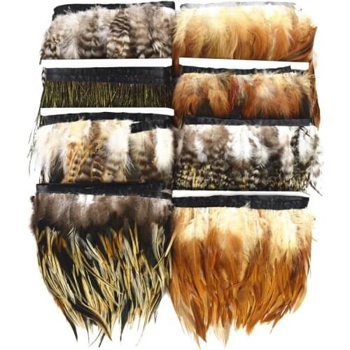 10Meters Rooster Feathers Trimming for Clothes Sewing Plumas DIY Natural Feather Ribbon Fringe Handicraft Accessories Decoration