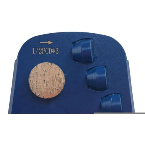 KT57 Lavina PCD Grinding Shoes Diamond Grinding Pads with Three PCD and Round Segment for Epoxy Coating Removal 12PCS One Set