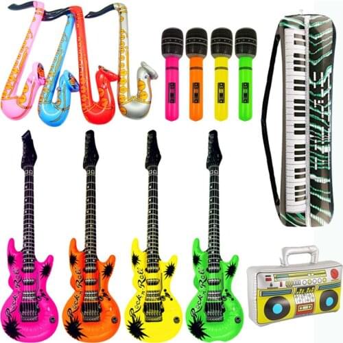 14cps Inflatables Guitar Saxophone Microphone Balloons Musical Instruments Toy Accessories for Kids Swimming Pool Party Supplies