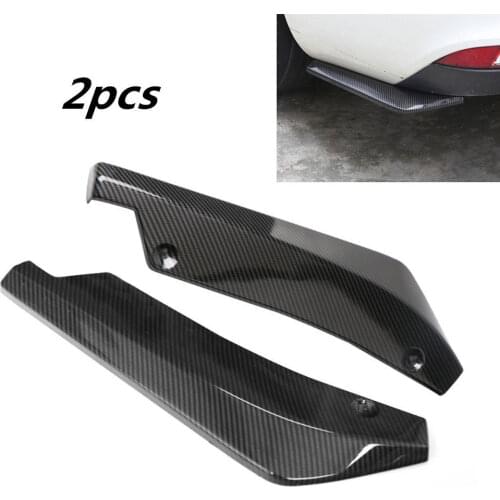 2pcs Universal Carbon Fiber Car Look Rear Bumper Lip Diffuser Splitter Canard Protector Automobile