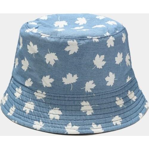 2020 New Style Double-Sided Bucket Hat Women Female Summer Flower Maple Leaf Fisherman Hat Outdoor Cowboy Hip Hop Panama
