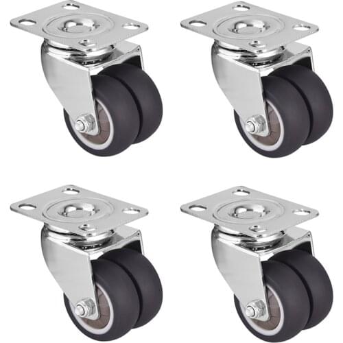 4 Pack Swivel Caster Wheels Heavy Duty Caster Wheels With Top Plate No Noise Wheels For Carts Workbench (2 inch with brake)