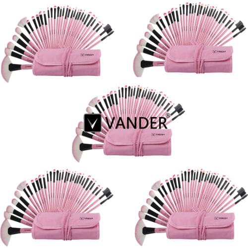 5 Sets Vander Pink 32pcs Professional Makeup Brushes Set Cosmetics Eyebrow Shadow Powder Tools Kit With Bag For Womans Beauty