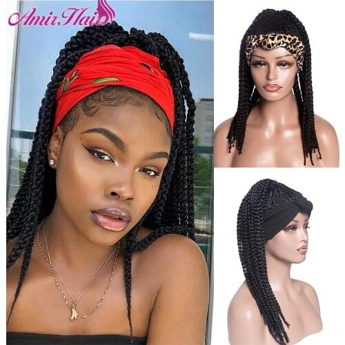 Amir High Puff African Turban Ponytail Afro Synthetic Box Braids Headwrap Drawstring Wrap-Ponytail Headband Wigs for Woman