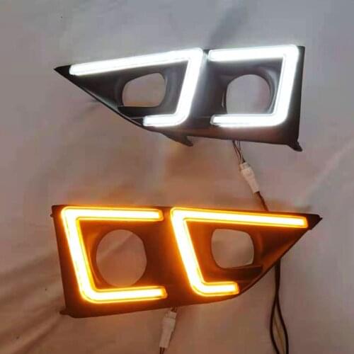 Car Flashing 1Set For Isuzu D-max 2020 2021 LED Daytime Running Light Dynamic Turn Yellow Signal Relay Car 12V LED DRL Day Light