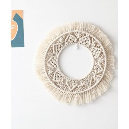 Bohemian Wall Mirror Frame Tapestry Handmade Woven Macrame Backdrop Wall Frame Tapestry for Home Living Room Decor