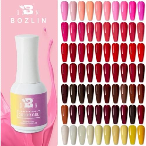 BOZLIN 15ml Color Gel Nail Polish Soak Off UV Gel Colorful Varnish Semi Permanent Base Top Coat 126 Colors Red Salon Gel Lacquer