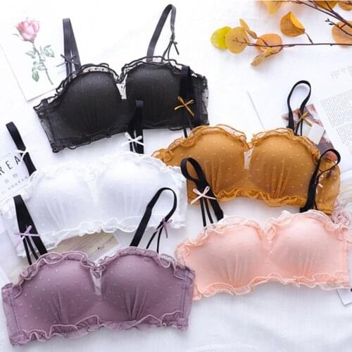 Lace Mesh Wireless Bras Sexy Lingerie A B Cup Push Up Bras for Women Seamless Girls Underwear Bralette Backless Plunge Intimates