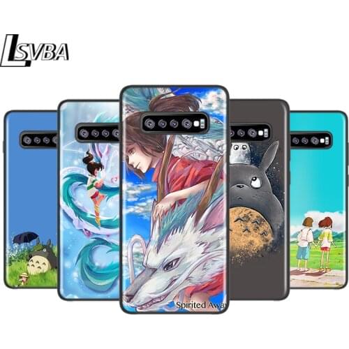 Totoro Spirited Away Ghibli for Samsung Galaxy Note 20 Ultra 10 9 8 Pro S10E S10 5G S9 S8 S7 Plus Bright Black Phone Case Capa