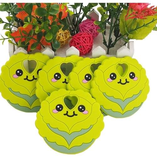 Chenkai 10PCS Silicone Cabbage Teether Baby Teething BPA Free Sensory Pacifier DIY Infant Necklace Pendant Teething Chewing Toy