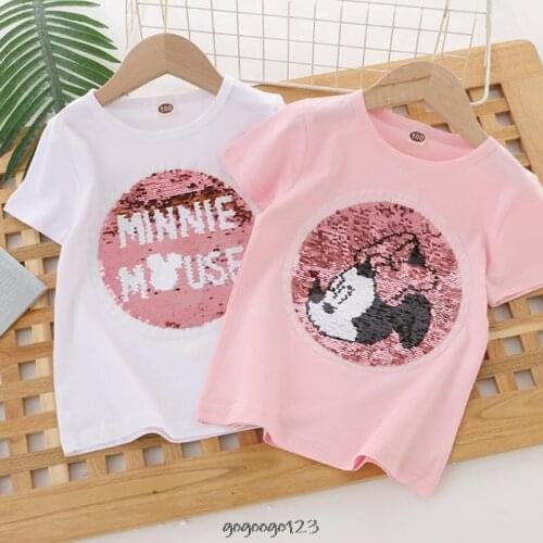 Kids T-Shirt Boy Harajuku Mickey Mouse Minnie Print Tee Girl Top Clothes Children Tshirt Baby Boys Cotton Short Sleeve T Shirts