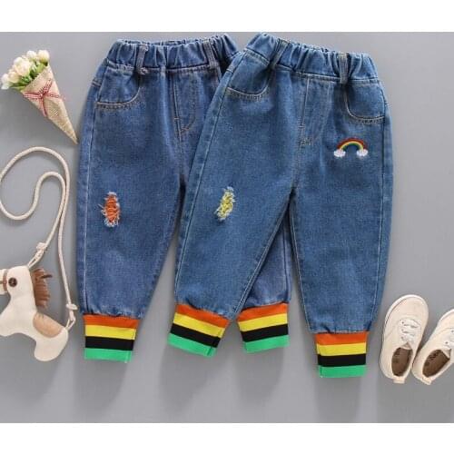 IENENS Casual Jeans Kids Clothes Boy Girl Loose Rainbow Jeans 2-7 Years Children Denim Trousers Clothing Harem Pants