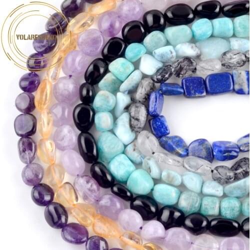 Natural Irregular Amazonite Larimar Amethysts Stone Beads Freeform Spacer Beads For Jewelry Making Diy Bracelet Necklace 8-10mm