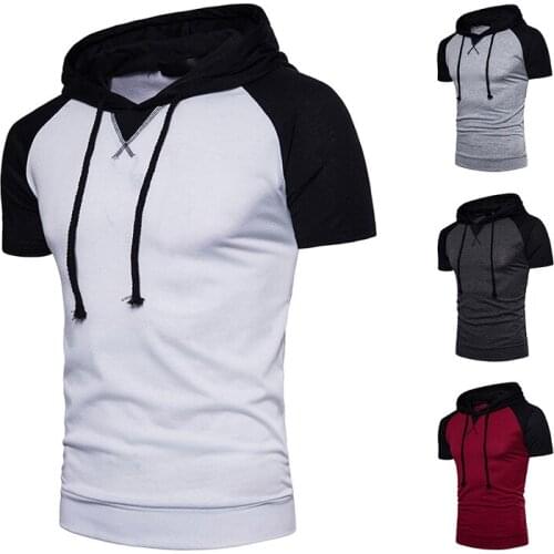 Mens T-shirt The New Mens Rotator Sleeve Design Large Size Hooded Tops with Short Sleeves Harajuku Men Clothing