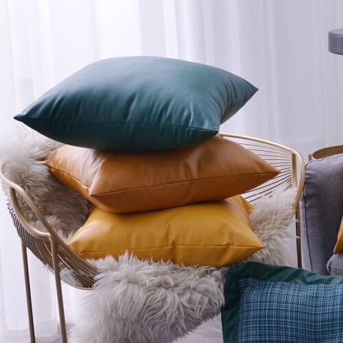 PU Leather Pillowcase Decorative Sofa Cushion Case Bed Pillow Cover Home Decor Car Bedroom Cushion Cover Cute Pillowcase