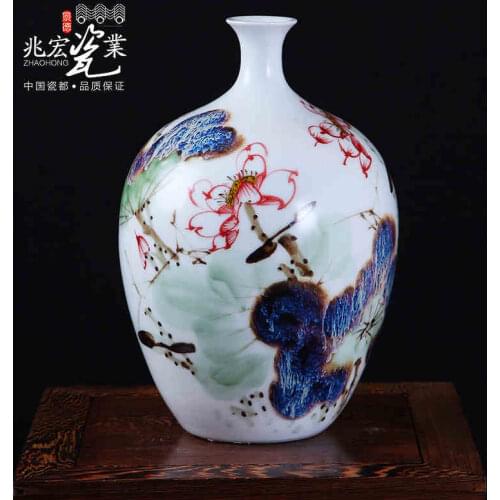 Custom Inscription Jingdezhen Ceramics Hand-painted Blue and White Living Room Decoration Decoration Bottle Bearing Home Furnish