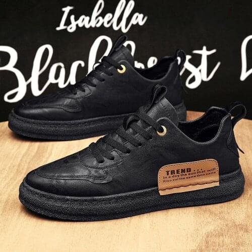 Topvivi shoes leather brand Men Vulcanized Shoes Sneakers 2021 Trend black Casual new Shoe Italian shoes Leisure Male Sneakers