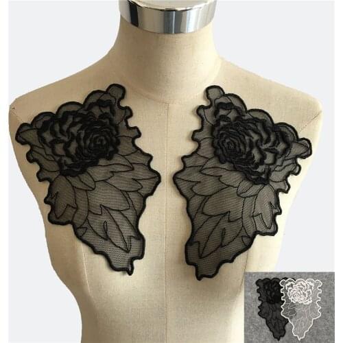 Black and White Embroidery Applique lace and ornament sewing Lace collar DIY Organza Lace fabric Evening party dress Accessory