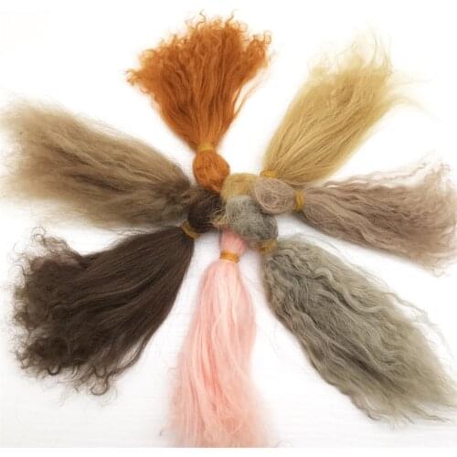 Handmade 12 Muti-color Reborn Doll Curly Mohair about 6 inches in length DIY Dolls Mohair Hair For BJD SD Dolls