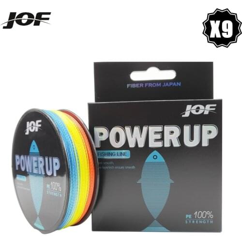 JOF 9 Weaves Fishing Line 150M 300M 500M 9 Strands Braided Fishing Line Multifilament PE Line 20 30 40 50 60 80 100LB 5 colour