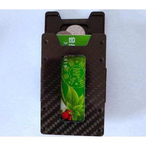 Mini Carbon Fiber Metal RFID Blocking Slim Wallet for Men Women Front Pocket Purse with Elastic Band Credit ID Bank Card Holder