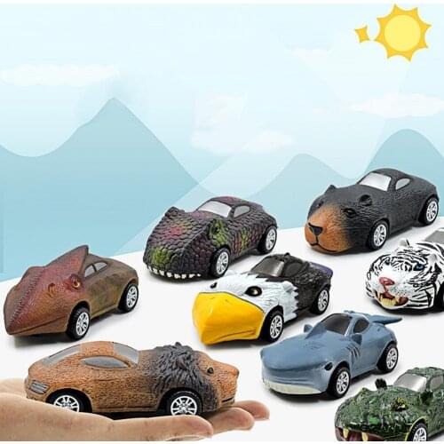 Cartoon Animal Design Pull Back Car Model Mini Vehicle Kids Educational Toy