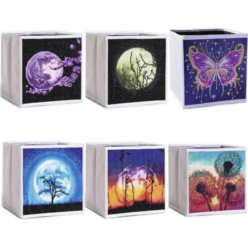DIY Diamond Painting Storage Box Full Drill Cross Stitch Embroidery Diamond Art Storage Case Foldable for Bedroom Home Art Craft