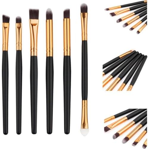 6Pcs Makeup Eye Shadow Brush Set Tool Professional Cosmetics Brush Powder Eyeshadow Blending Eyeliner Eyelash Eyebrow Brush Kit