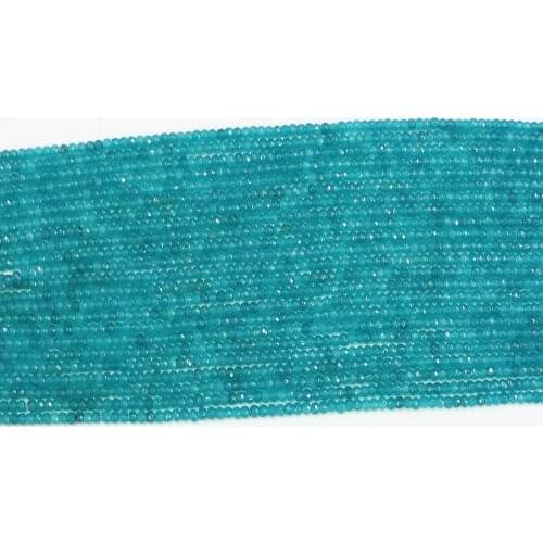 Hot Sale Natural Stone 2x4mm Jades Faceted Abacus Dyed Blue Chalcedony Rondelle Diy Loose Beads Jewelry Findings 15" B561