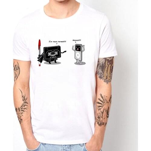 NEW GEEK Music Player Print T Shirt Funny I'm Your Father Design Tee Shirt Homme Camiseta Cool O-neck T-shirt Man Clothes