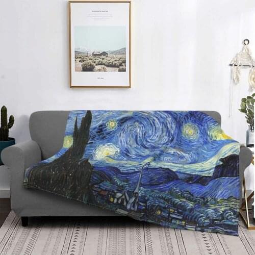 Starry Night Van Gogh Throw Blanket Gauze Blanket Bed Linen And Covers Plaid Anime Blanket For Newborns Plaid Big Mesh