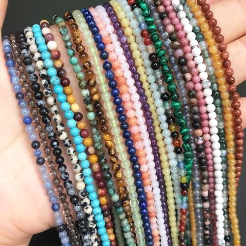 Wholesale Natural Stone Agates Amazonite Jades Round Loose Beads for Jewelry Making DIY Bracelet Necklace 2mm 3mm 15 Inches