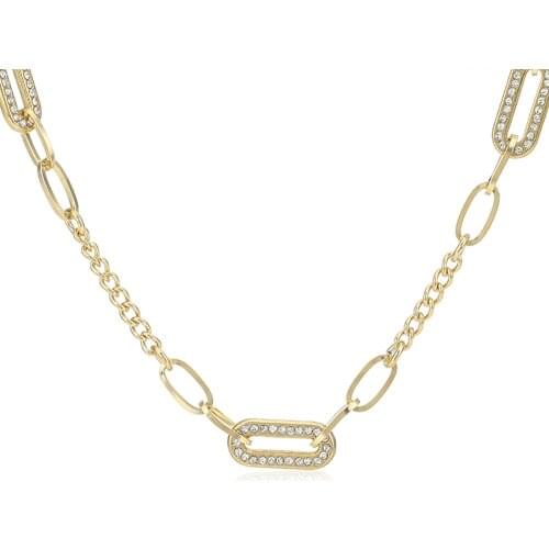 Statement Densely Embedded CZ Charm Thick Chain Necklace for Women Hip Hop 316L Stainless Steel Choker Necklace Bijoux Femme