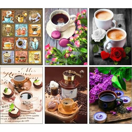 PDMDOG Full Drill Square Diamond Painting Coffee Cross Stitch Diamond Embroidery Cartoon Art Rhinestones Needlework Gift 5d Diy