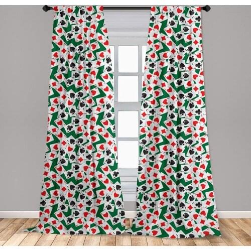 Poker Window Curtains Aces of All Card Suites Scattered on Gambling Table Abstract Poker Theme Curtain with Rod Pocket