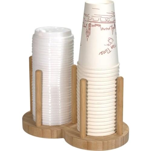 Large capacity bamboo paper cup shelf rod head smooth processing milk tea coffee shop bar counter storage rack non-slip