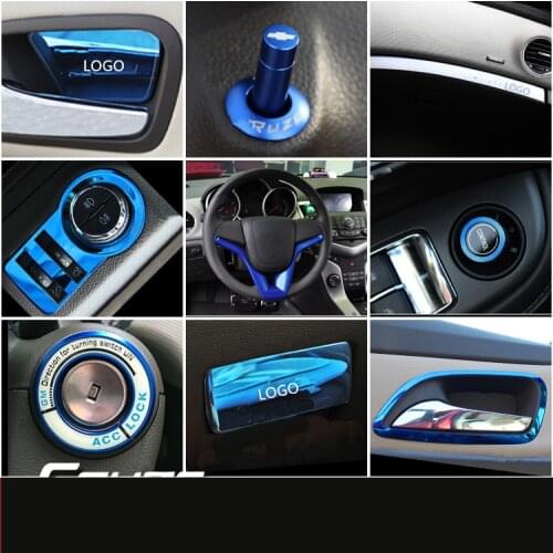 Blue ABS Stainless Steel Center Console Doors Air Outlet Handle Armrest Frame For Chevrolet Cruze 2009 10 11 12 13 14 15 AAA055