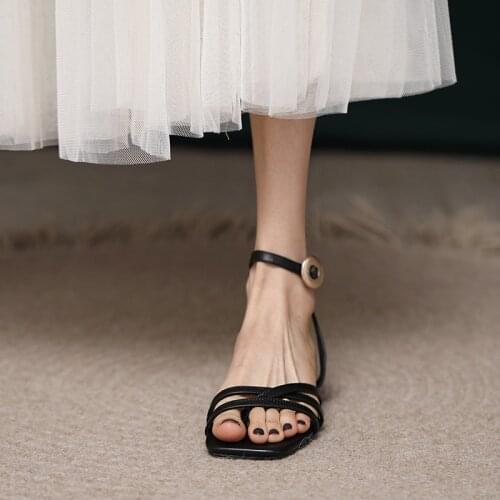 Simple Temperament Low Heel Flat Ankle-Strap Buckle Sandals Summer New for Children 2021