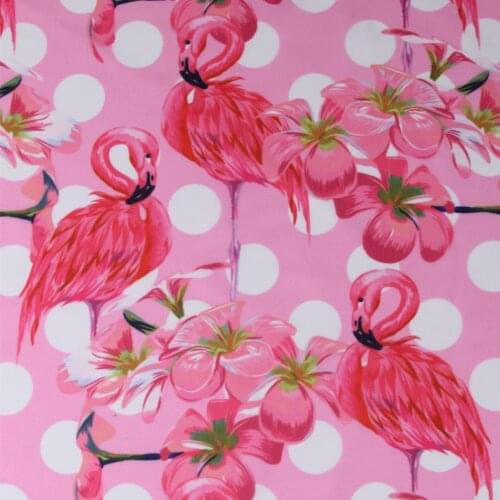 LEO&LIN Fenghua Flamingo Chiffon European Root Yarn Air Layer Polyester Fiber Cloth Digital Printing Fabrics 50cm