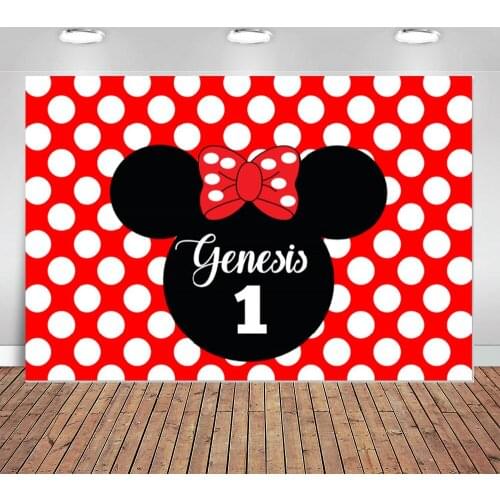 Cute Mouse Siluette White Spots Birthday Party Diy Custom Photo Backdrop Background Vinyl Photo Background